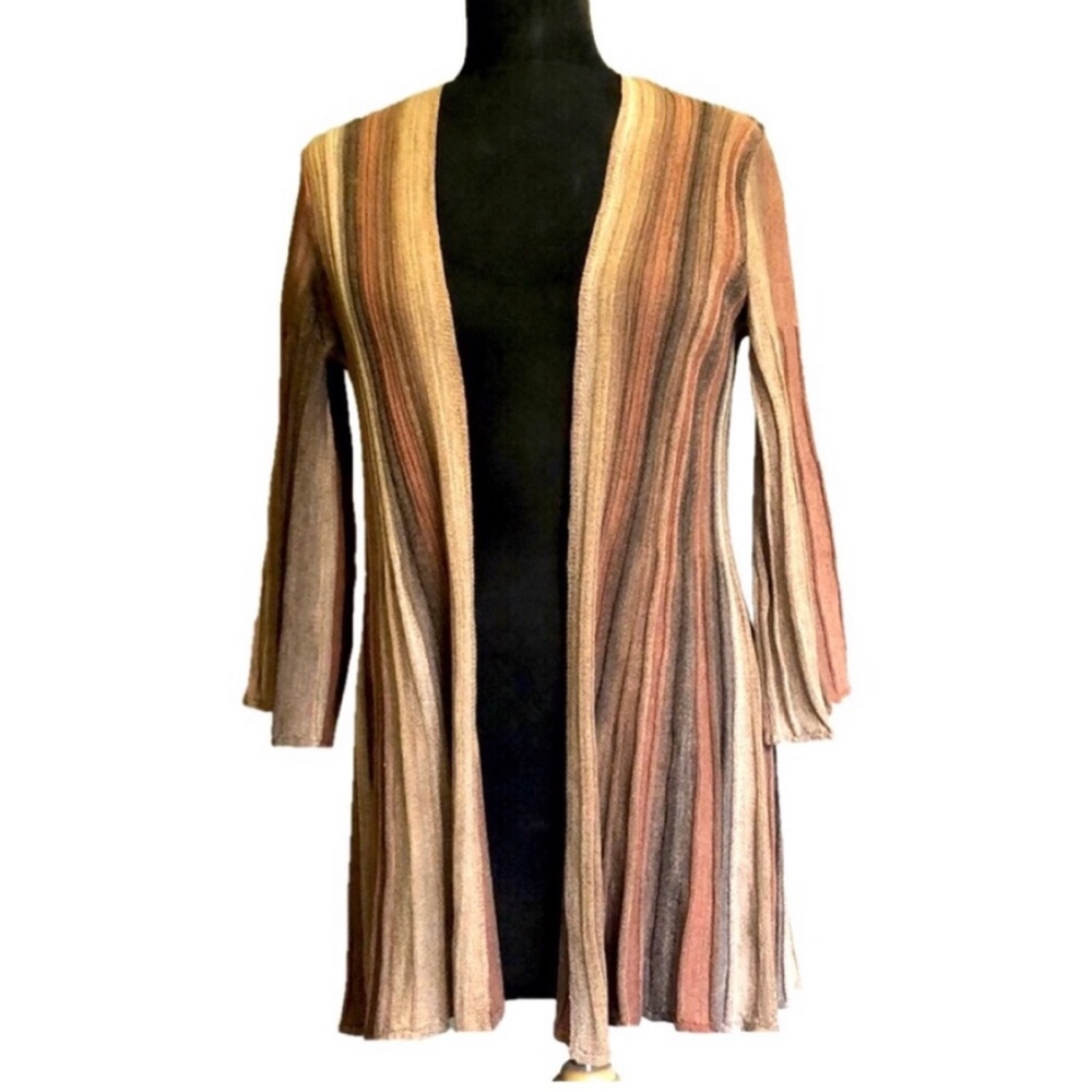 Parkhurst Brown/Cream Striped Open-Front Cardigan, NWT
